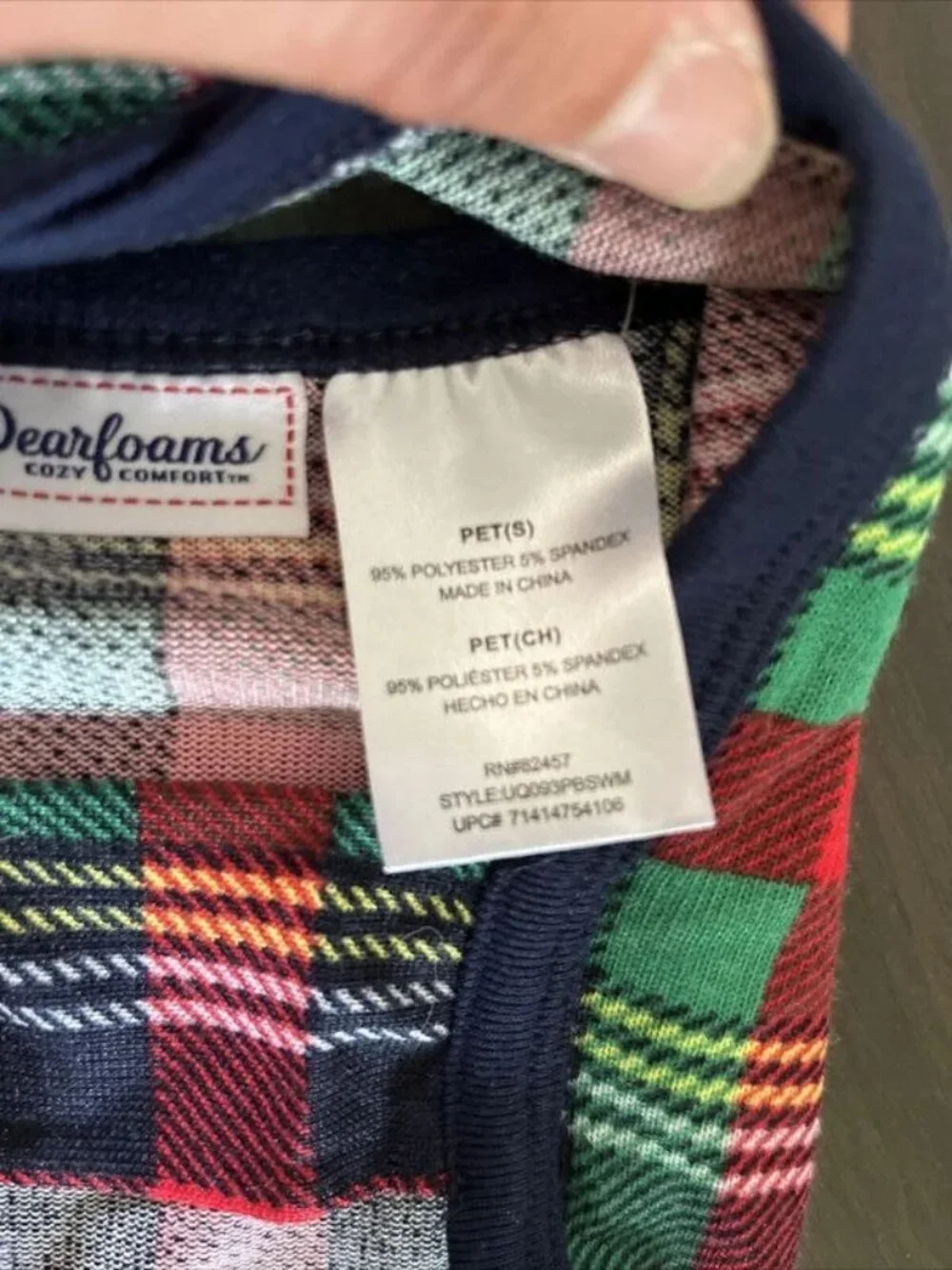 NWT Dearfoams Dog Size Small Plaid Dog Pajama Shirt 14